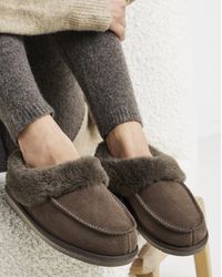 JD Williams - Full Suede Fur Trim Slipper Ex Wide - Lyst
