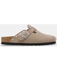 Birkenstock - Boston Suede Rivet Mules - Lyst