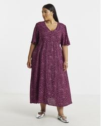 Simply Be - Spun Viscose Button Up Midi Dress - Lyst