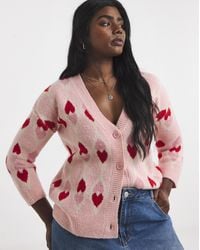 Simply Be - Heart Jacquard Cardigan - Lyst