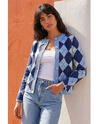 Roman - Roman Argyle Buttoned Knit Cardigan - Lyst
