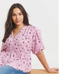 Simply Be - Button Through Peplum Blouse - Lyst