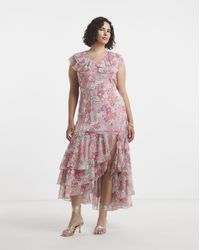 Simply Be - Boutique Frill Hem Georgette Maxi Dress - Lyst