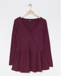 Simply Be - Rib Soft Touch Mock Wrap Top - Lyst