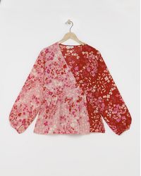 Simply Be - Mixed Print Wrap Peplum Blouse - Lyst