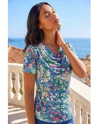 Roman - Roman Floral Print Cowl Neck Stretch Top - Lyst