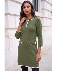 Roman - Roman Contrast Zip Collared Knit Dress - Lyst
