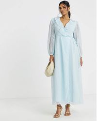 Vila - L/S V-Neck Wrap Dress - Lyst
