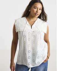 Simply Be - Collar Broderie Top - Lyst