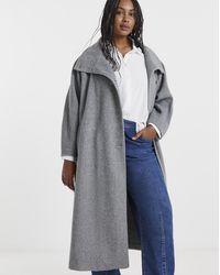 Simply Be - Funnel Neck Faux Wool Coat - Lyst