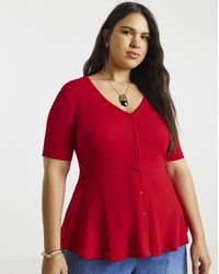 Simply Be - Button Through Peplum Top - Lyst