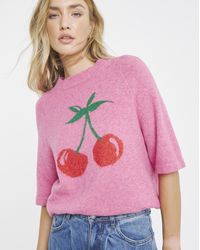 Simply Be - Cherry Placement Print Knitted T-Shirt - Lyst
