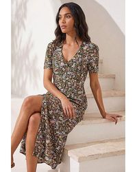 Roman - Roman Floral Print Button Midi Dress - Lyst