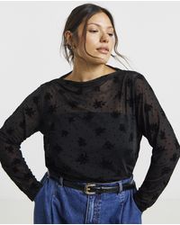 Simply Be - Floral & Dobby Mesh High Neck Top - Lyst