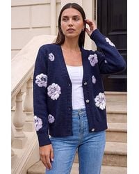 Roman - Roman Embossed Floral Knit Cardigan - Lyst