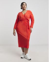 Simply Be - Plisse Wrap Front Midi Dress - Lyst