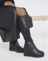 Simply Be - Stretch Wedge Knee High Boot Ex W Sc-Cp - Lyst