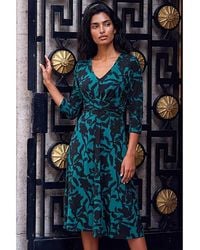 Roman - Roman Floral Wrap Midi Stretch Dress - Lyst