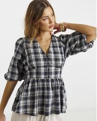 Simply Be - Brushed Cotton Puff Sleeve Tea Blouse - Lyst