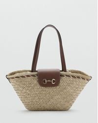 Mango - Natural Fibre Shoulder Bag - Lyst