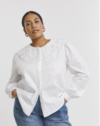 Simply Be - Broderie Collared Blouse - Lyst