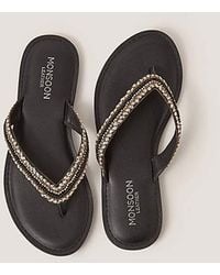 Monsoon - Harper Beaded Leather Flip Flops - Lyst