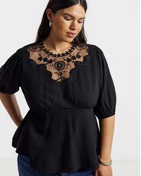 Simply Be - Lace Peplum Tea Blouse - Lyst