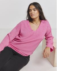 Simply Be - Slouchy V Neck Longline Jumper - Lyst