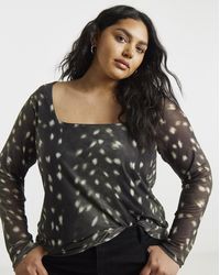 Simply Be - Square Neck Mesh Top - Lyst