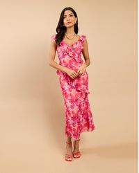 Little Mistress - Lm Floral Ruffle Midaxi - Lyst