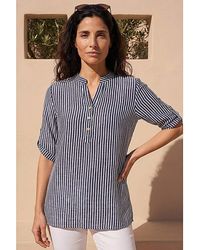 Classic - Roman Stripe Button Front Top - Lyst