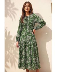 Roman - Roman Floral Keyhole Tie Midi Dress - Lyst