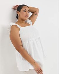 Simply Be - Broderie Ruched Bust Vest - Lyst