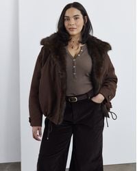 Simply Be - Faux Fur Collar Parka Jacket - Lyst