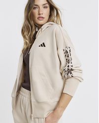 adidas - Animal Print 3-Stripes Hooded Top - Lyst