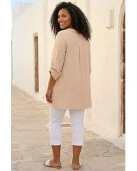 Roman Curve - Textured Buttoned Tunic Top - Lyst