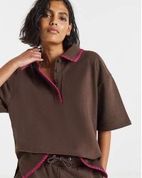 Simply Be - Whipstitch Short Sleeve Polo Sweatshirt - Lyst