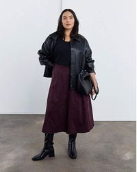 Simply Be - Suedette Midi Skirt - Lyst