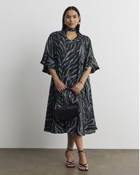 Joanna Hope - Tie Neck Swing Midi Dress - Lyst