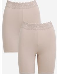 Pretty Secrets - 2 Pack Lace Trim Cotton Comfort Short - Lyst