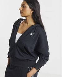 adidas - 3 Stripe Leopard Print Zip Hoodie - Lyst
