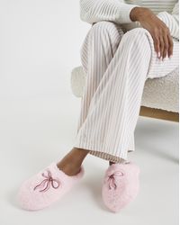 Simply Be - Bow Full Fluffy Slipper Extra Wide - Lyst