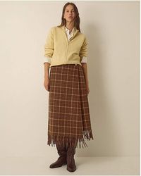 Monsoon - Celeste Check Fringe Midi Skirt - Lyst