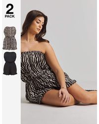 Simply Be - 2 Pack Value Bandeau Beach Playsuits - Lyst