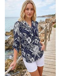 Roman - Roman Floral Print V-Neck Stretch Shirt - Lyst