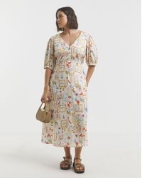 Simply Be - Print Linen Blend Midi Dress - Lyst