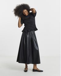 Simply Be - Pu Pleated Midaxi Skirt - Lyst