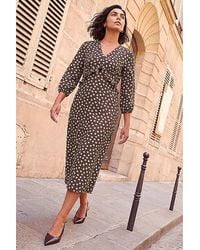 Roman - Roman Frill Polka Dot Midi Dress - Lyst