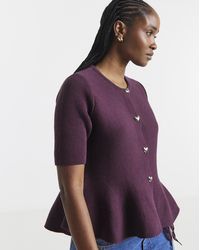 Simply Be - Short Sleeve Peplum Cardigan - Lyst