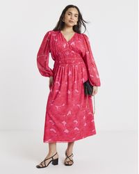 Simply Be - Shirred Waist Detail Midi Dress - Lyst